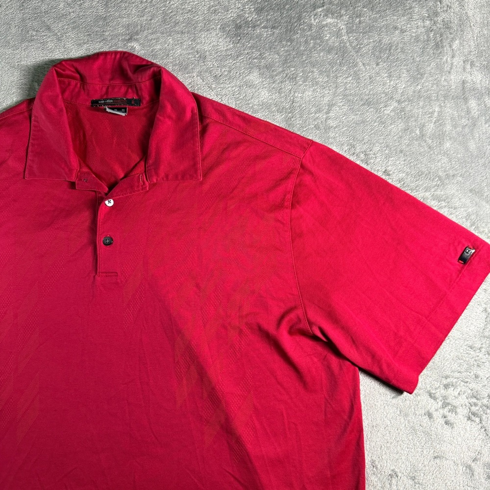 Nike Tiger Woods Collection Dri-FIT Red Chevron Polo Shirt Mens XL Y2K